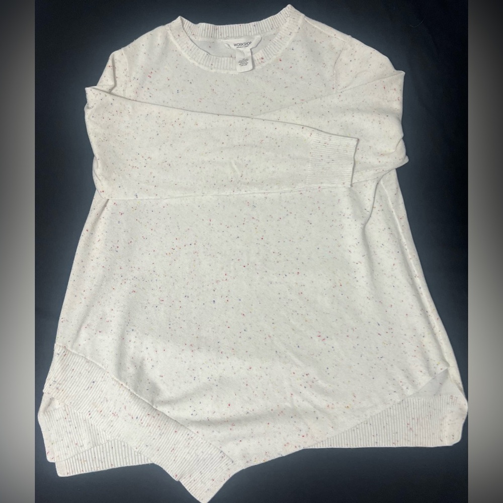 Workshop Republic Clothing Speckled K Sweater M Asymmetrical Hem Cream Confetti